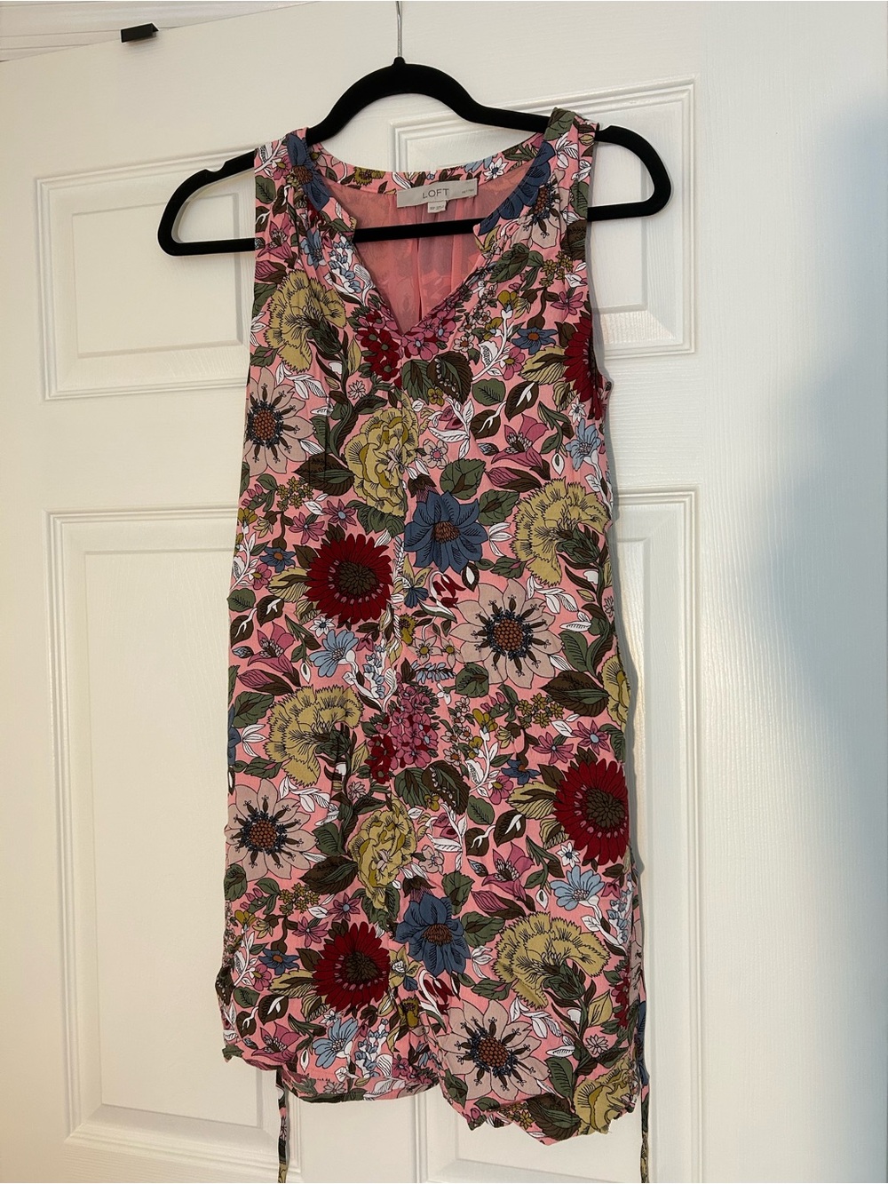 LOFT Pink Floral Sleeveless Dress
